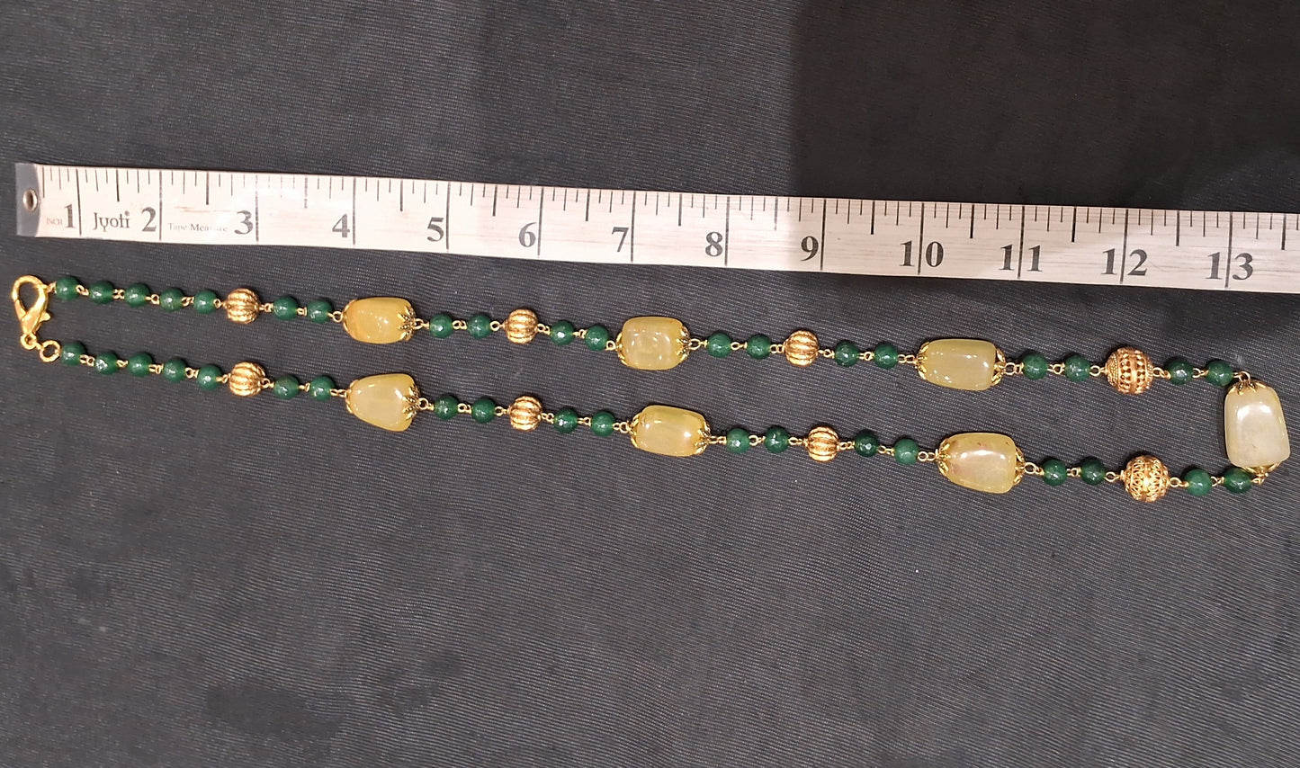 “Elegant Yellow Quartz & Aventurine Necklace”