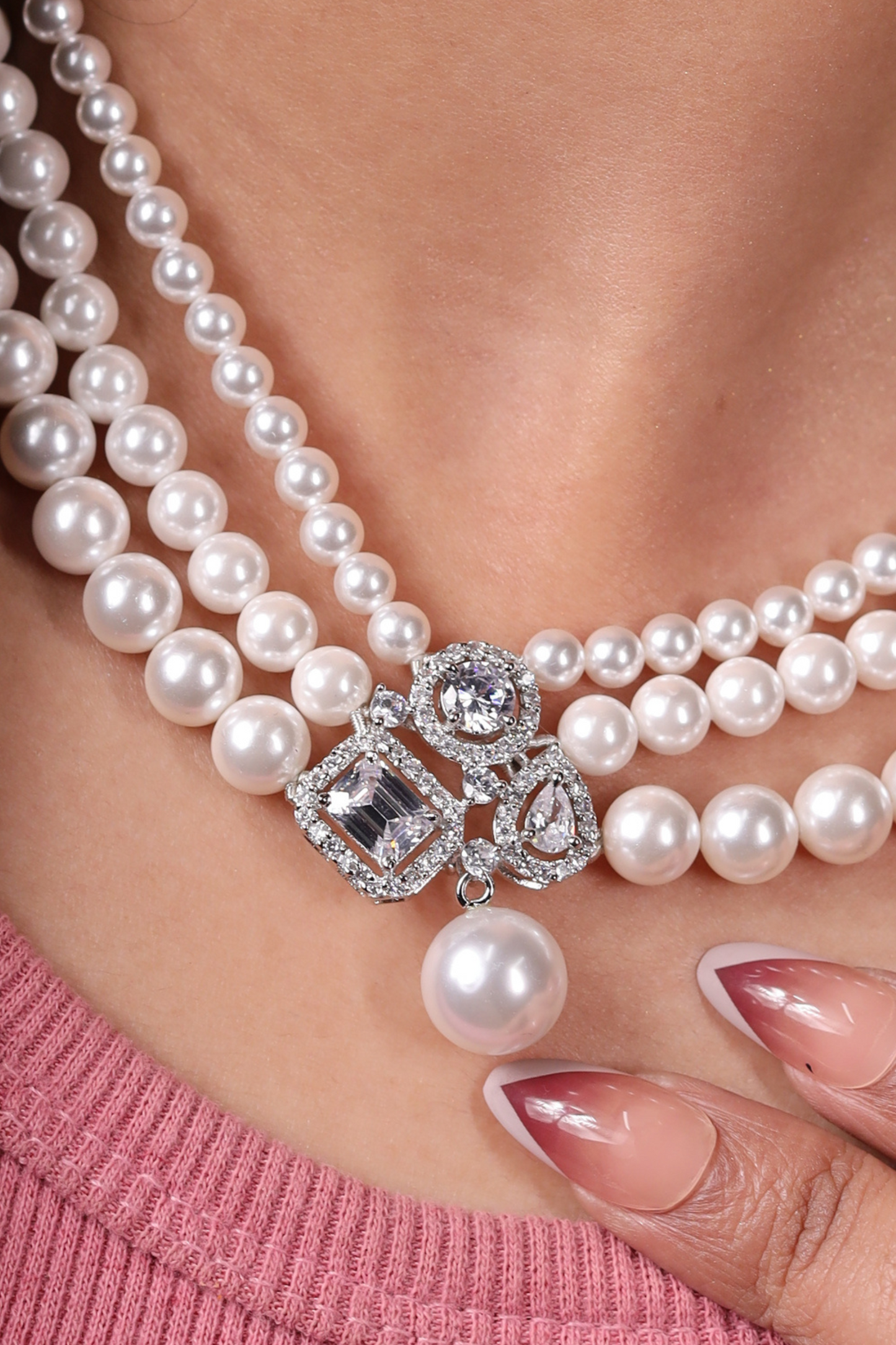 Layered Pearls with Pendant Necklace