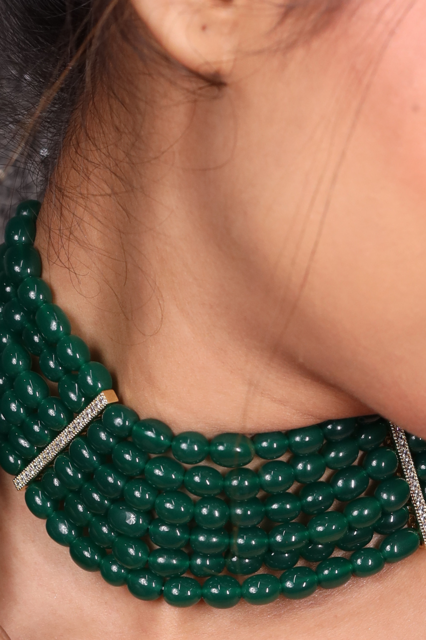 Bold Layered Green Oval onyx Choker