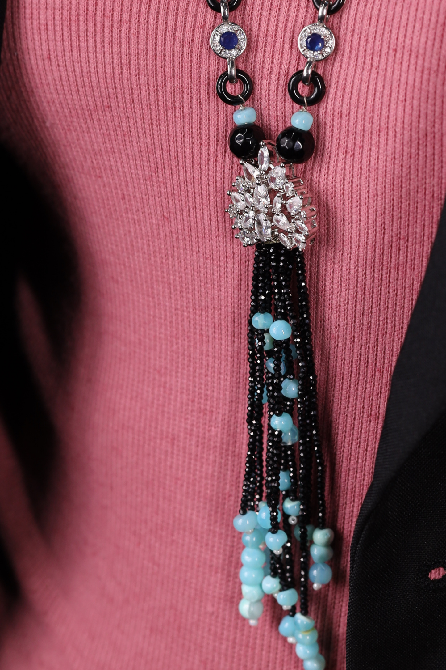 Admirable Turquoise & Black contemporary Necklace