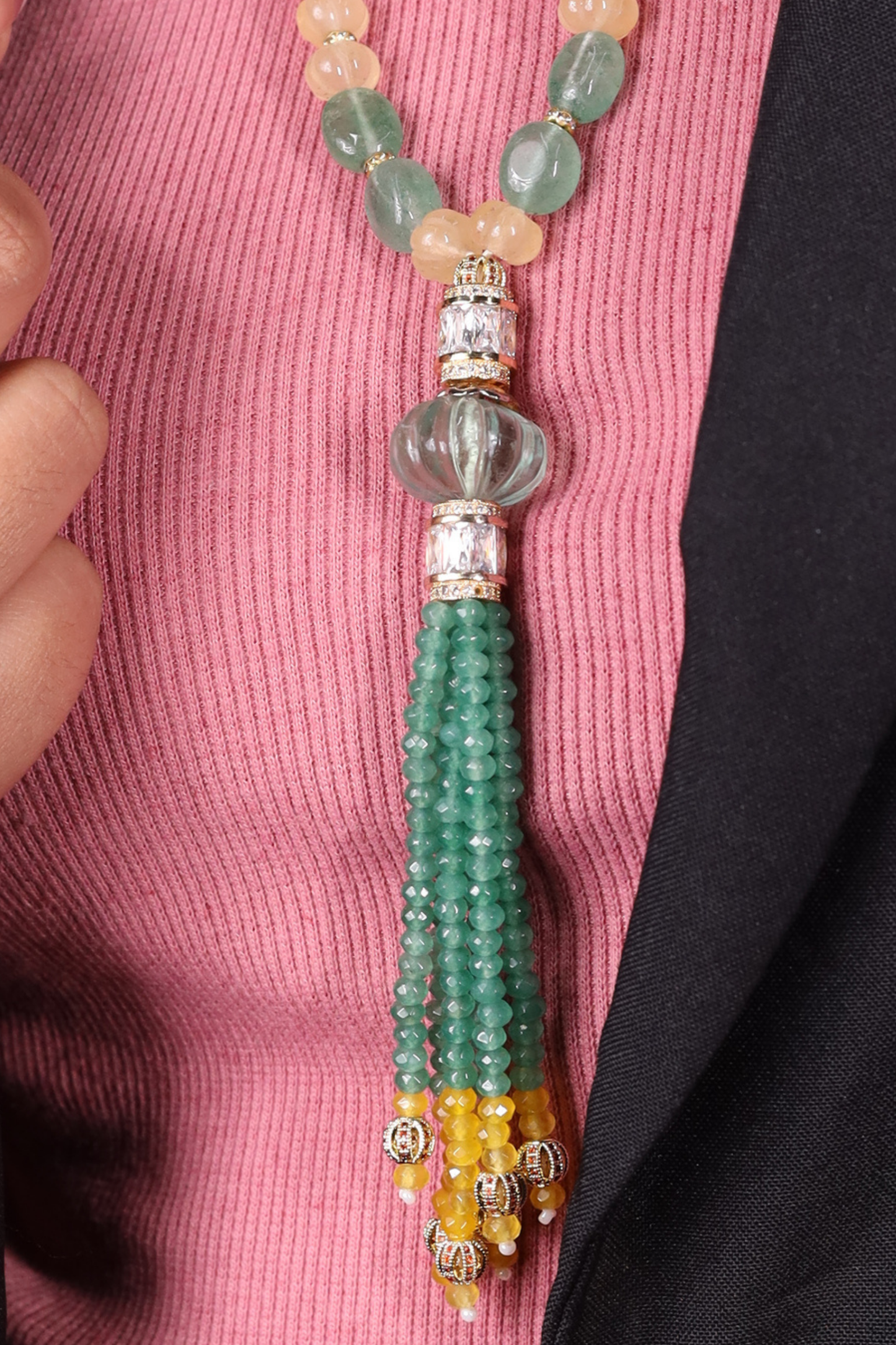 Yellow Aventurine & Green contemporary Necklace
