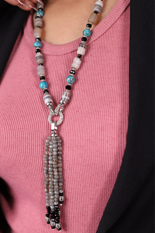 Labradorite & Turquoise contemporary Necklace