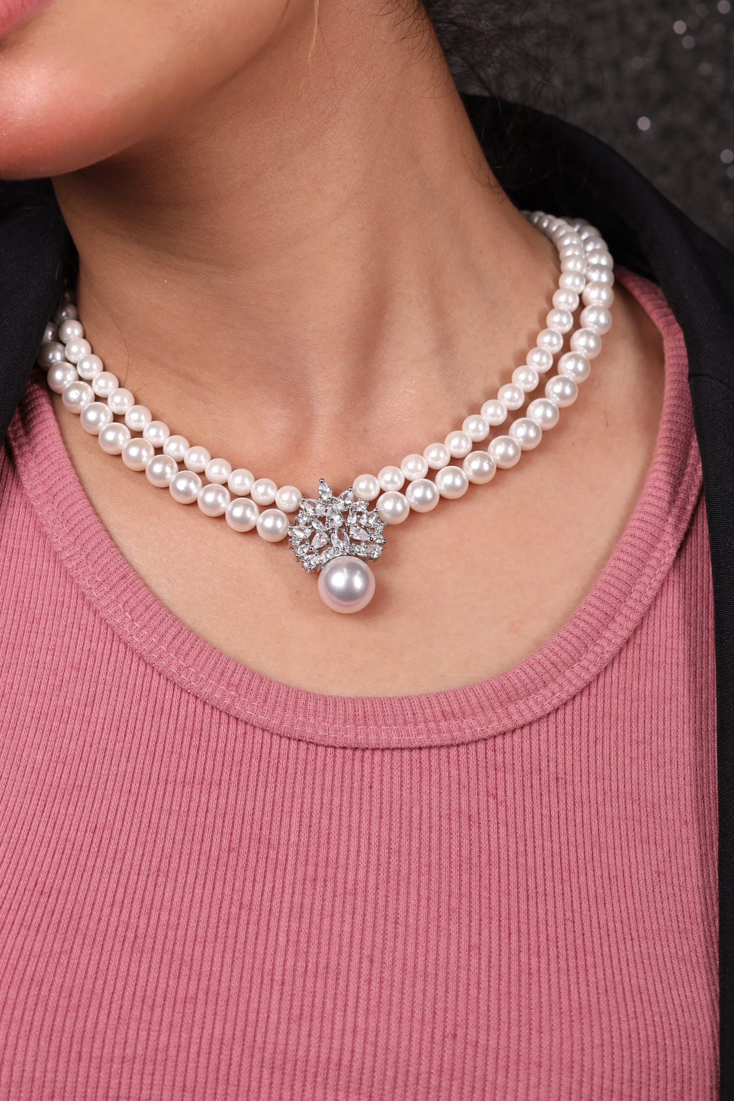 Elegant Pearls &  Pendant Necklace