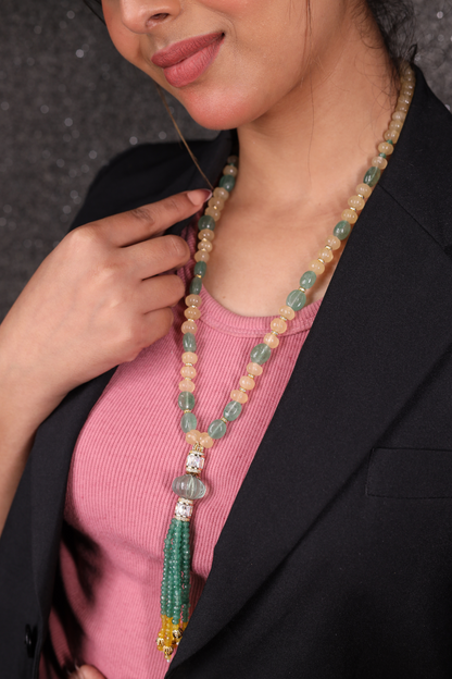 Yellow Aventurine & Green  contemporary Necklace