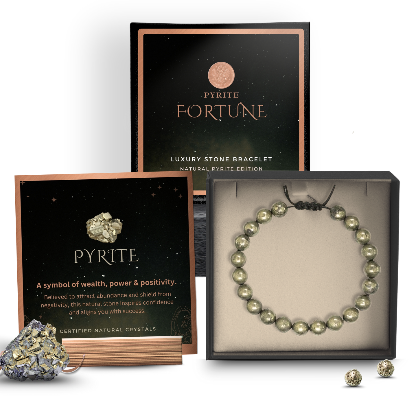 Authentic Pyrite Crystal Bracelet – Luxury Prosperity Stone