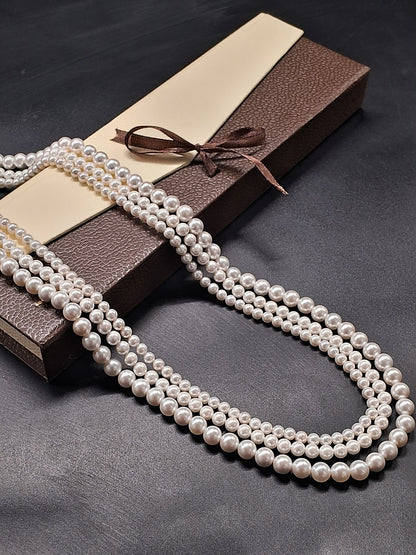 Elegant Shell Pearl Necklace – Multi-Strand Classic Design