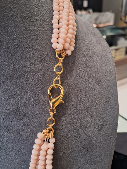 Handcrafted Peach onyx Bead Layered Necklace
