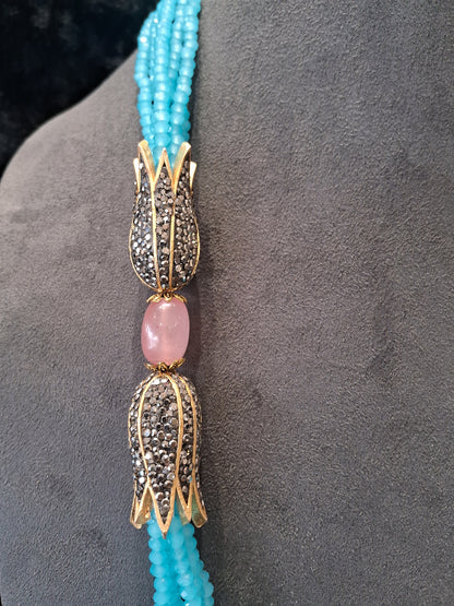 Designer Sky Blue onyx  Beaded Necklace