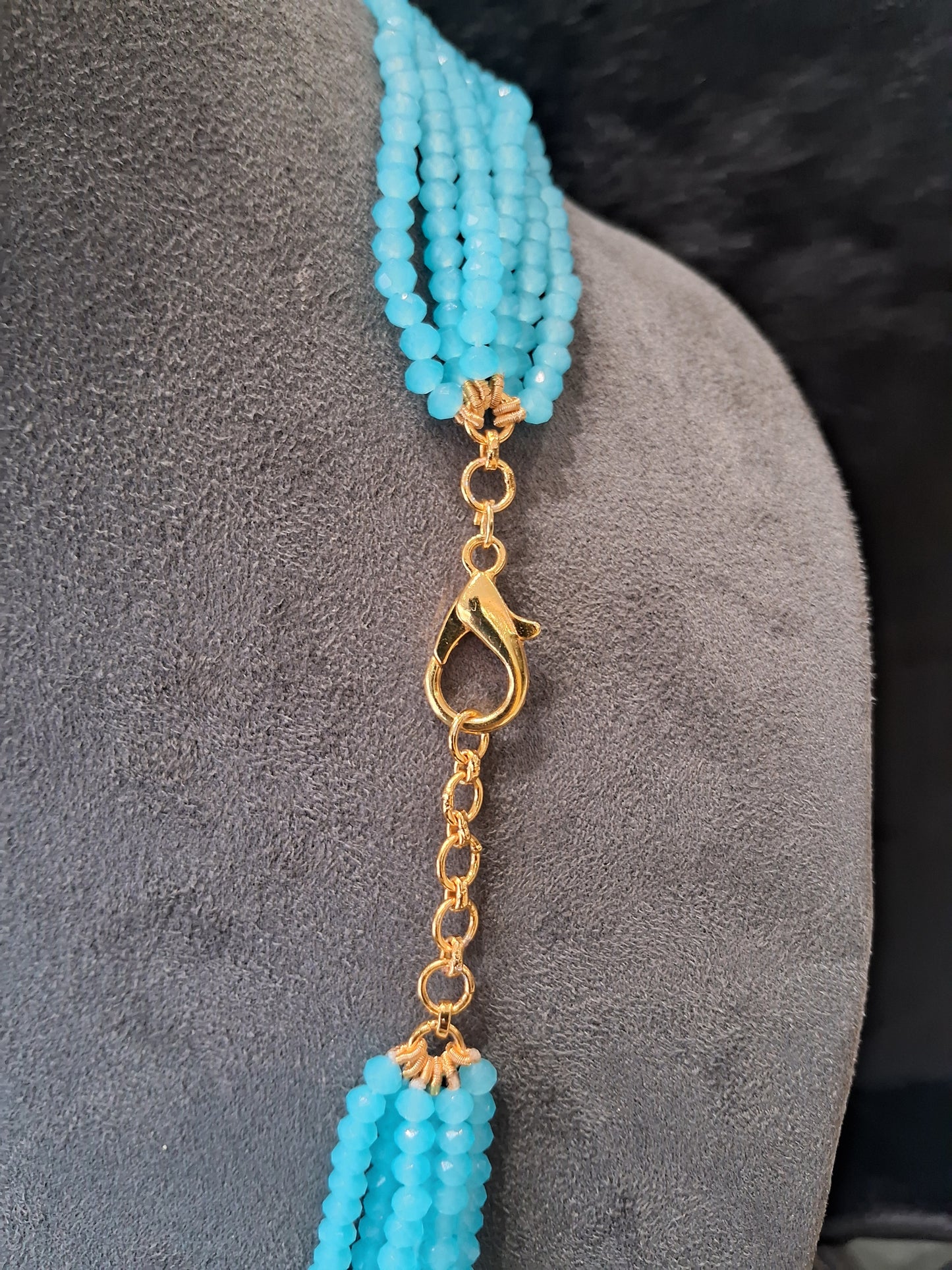 Designer Sky Blue onyx  Beaded Necklace
