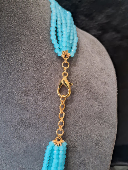 Designer Sky Blue onyx  Beaded Necklace