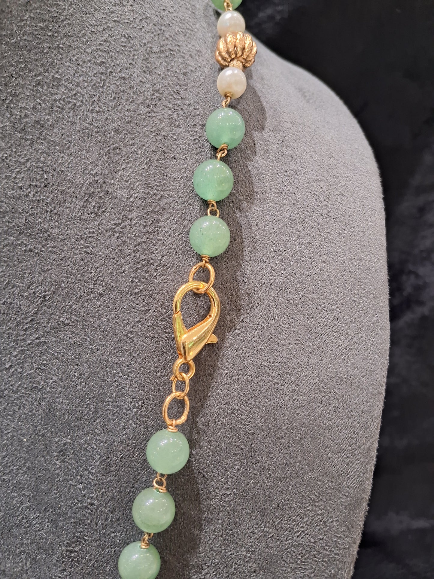 Luxury Rose Quartz Gemstone Featuring Green Aventurine Necklace