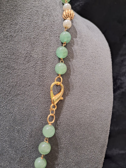 Luxury Rose Quartz Gemstone Featuring Green Aventurine Necklace