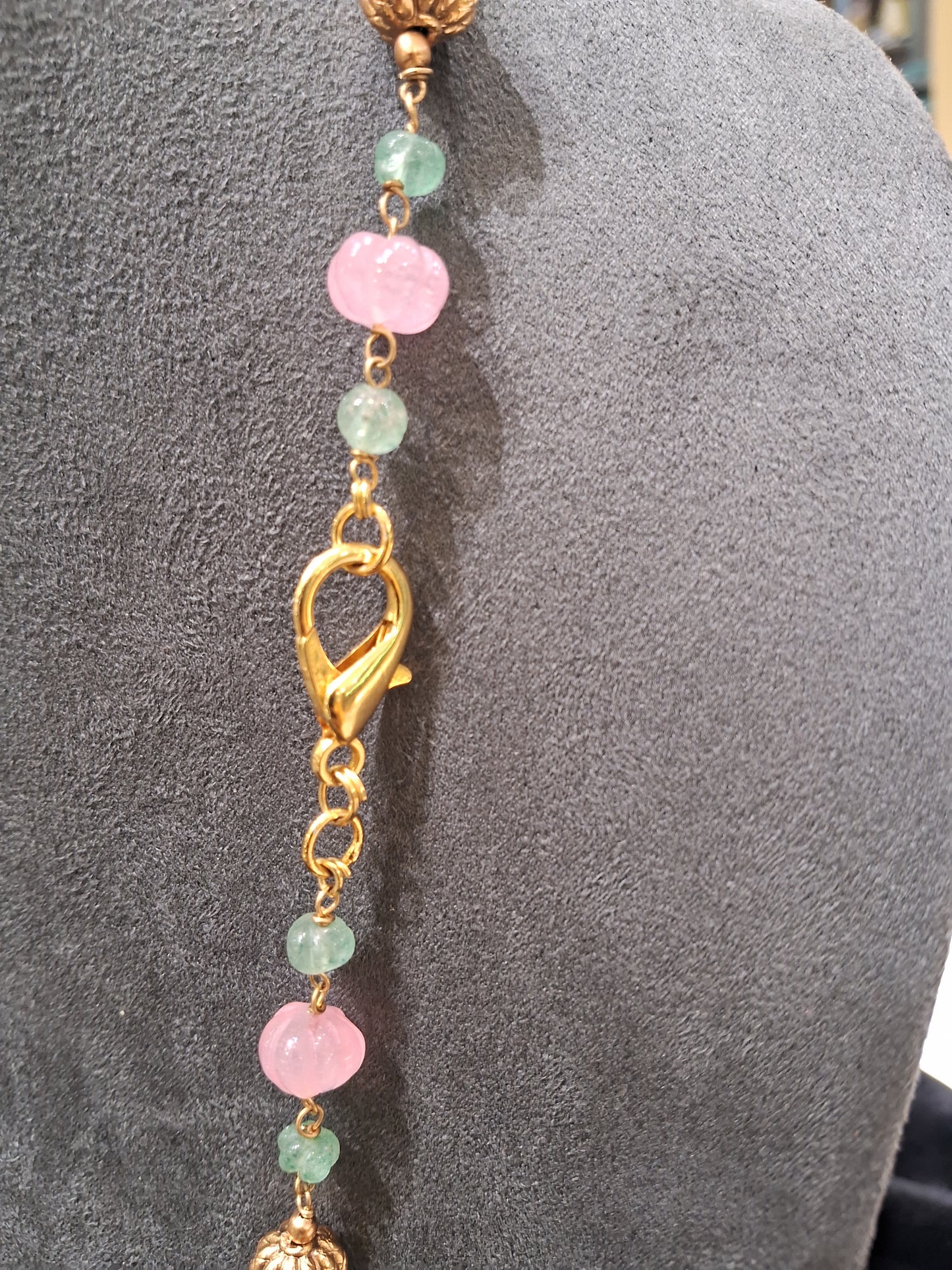 “Elegant Green Aventurine & Pink Quartz Necklace”