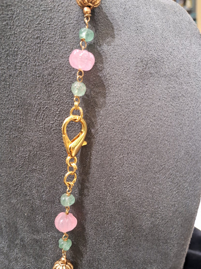 “Elegant Green Aventurine & Pink Quartz Necklace”