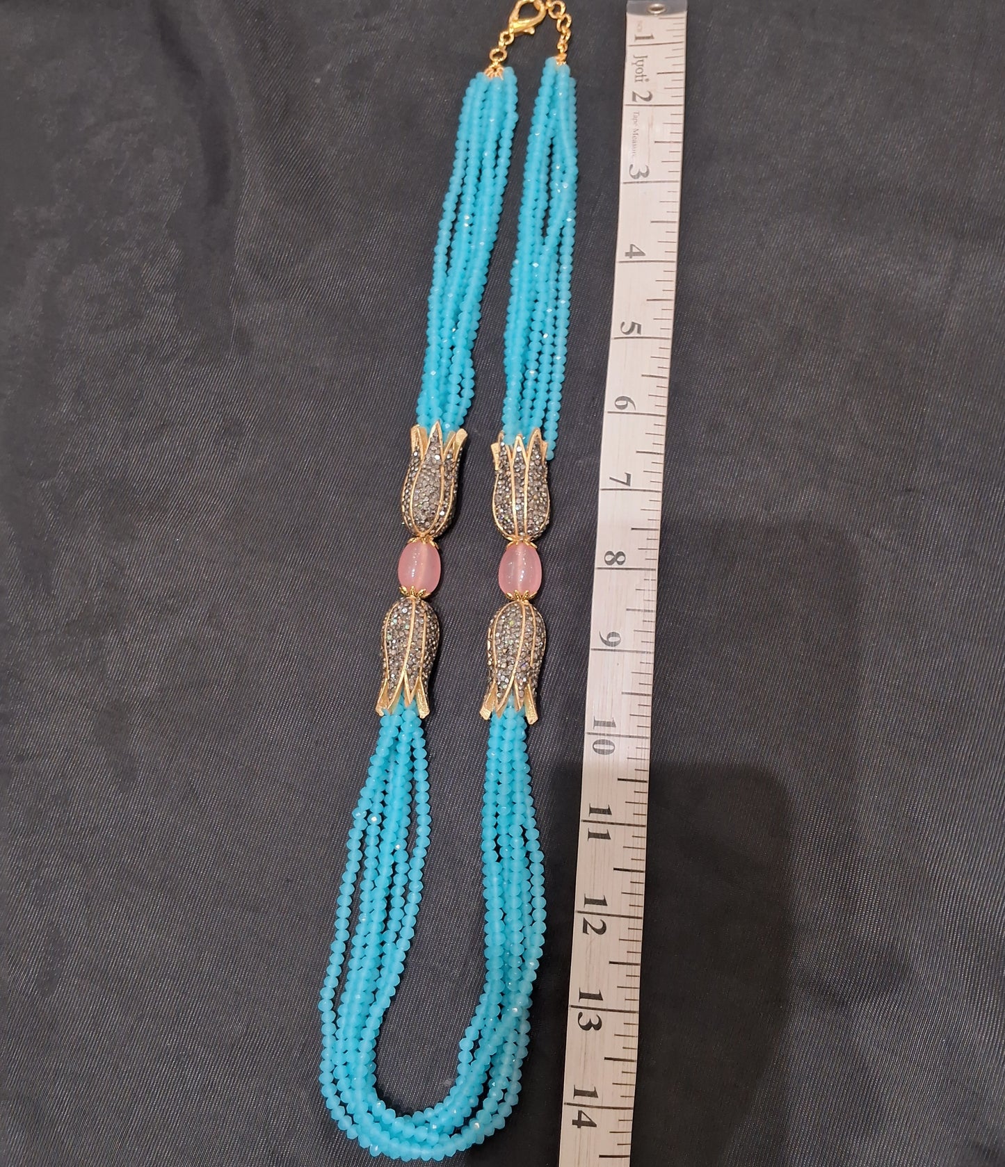 Designer Sky Blue onyx  Beaded Necklace