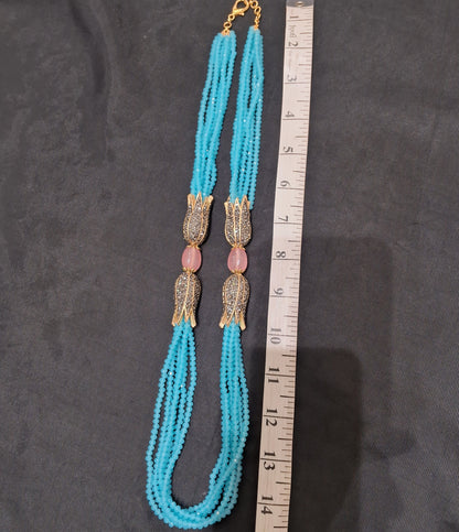 Designer Sky Blue onyx  Beaded Necklace