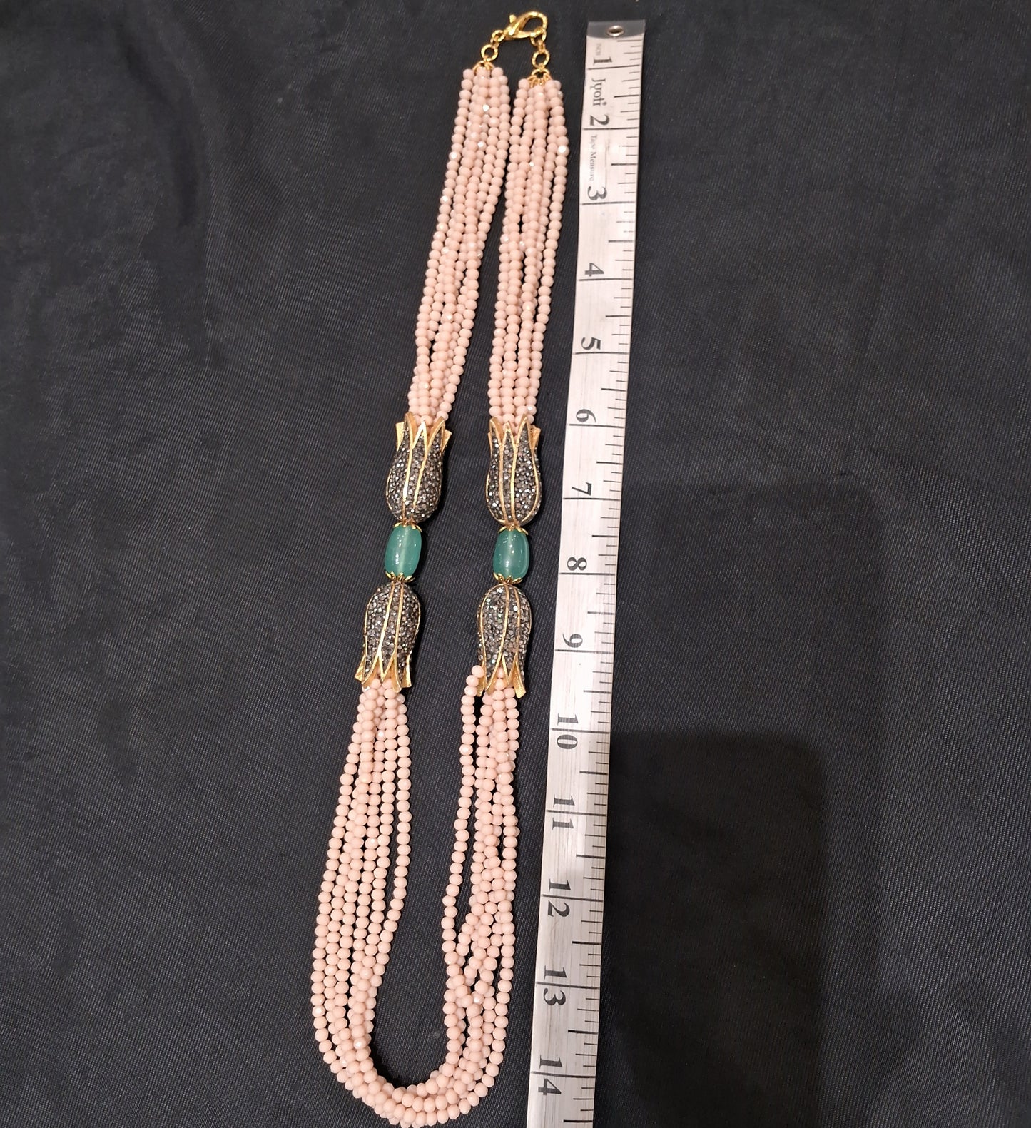 Handcrafted Peach onyx Bead Layered Necklace