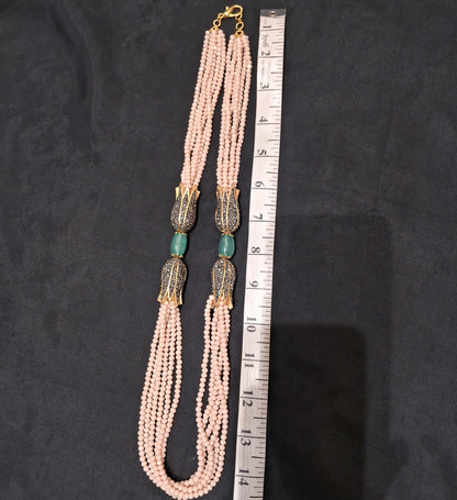 Handcrafted Peach onyx Bead Layered Necklace