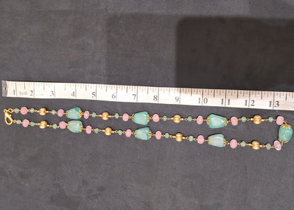 “Elegant Green Aventurine & Pink Quartz Necklace”