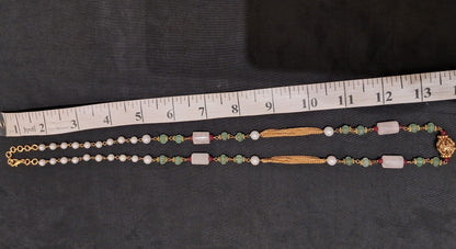“Elegant Aventurine & Rose Quartz Necklace with Pearls”