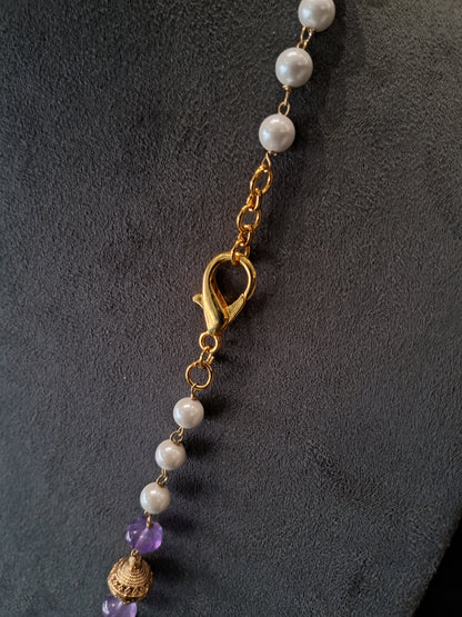 Royal Amethyst, Pearl & Tumble Gemstone Necklace