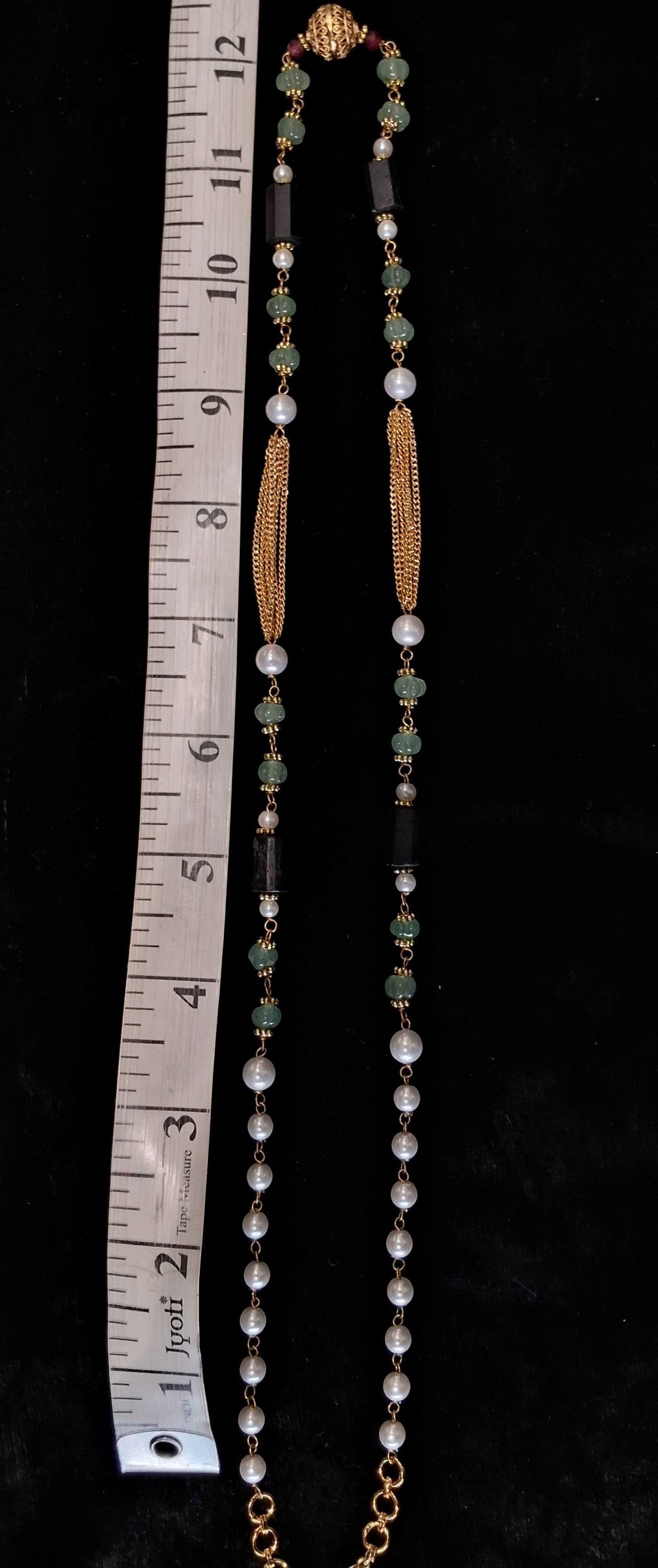 Luxury Green Aventurine Beaded Necklace with Black Tourmaline Stones