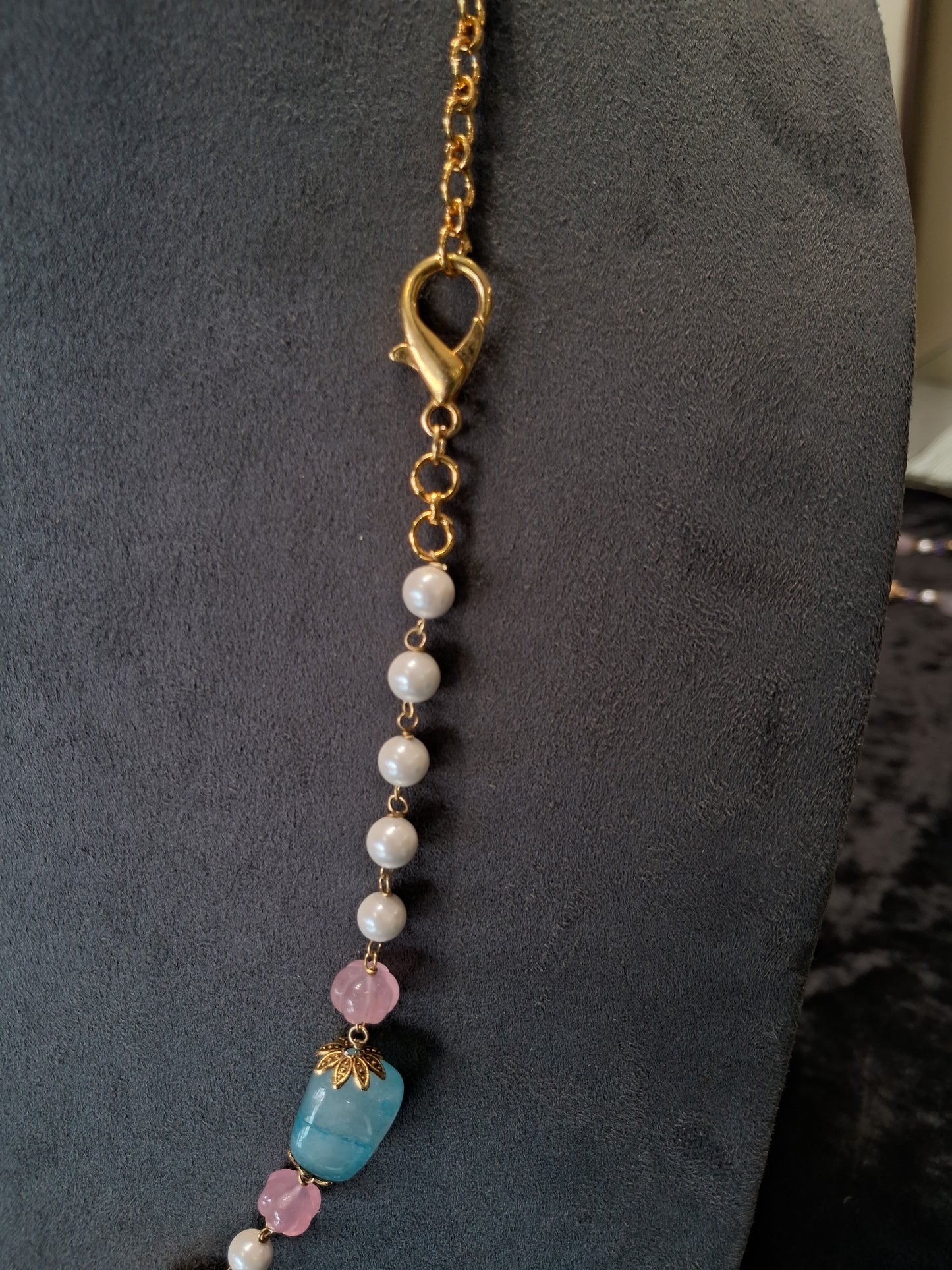 Royal Turquoise and Pink Melon Gemstone Necklace