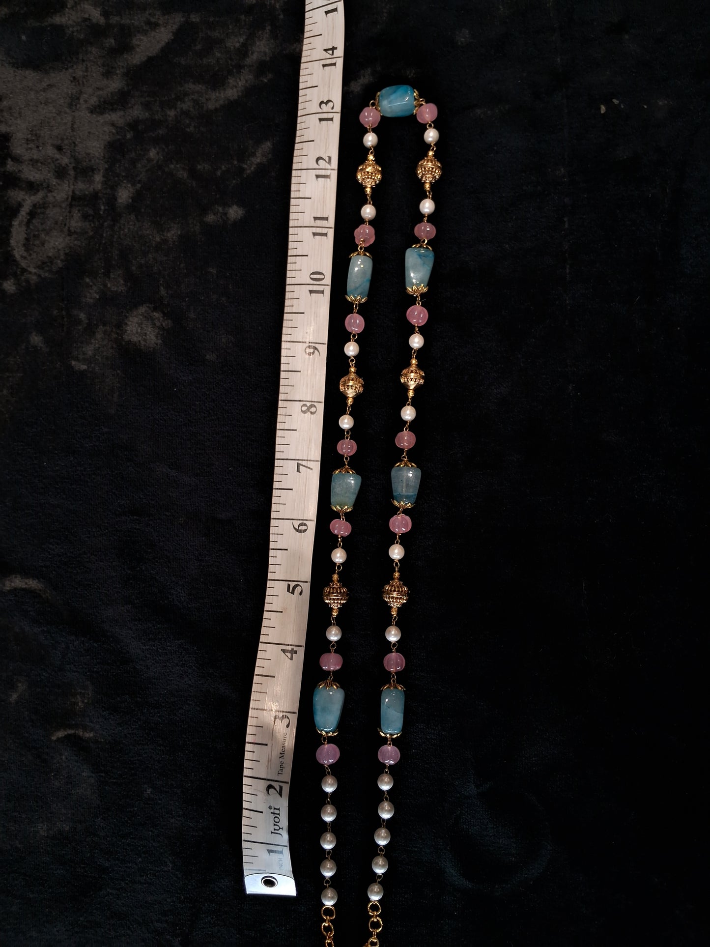 Royal Turquoise and Pink Melon Gemstone Necklace
