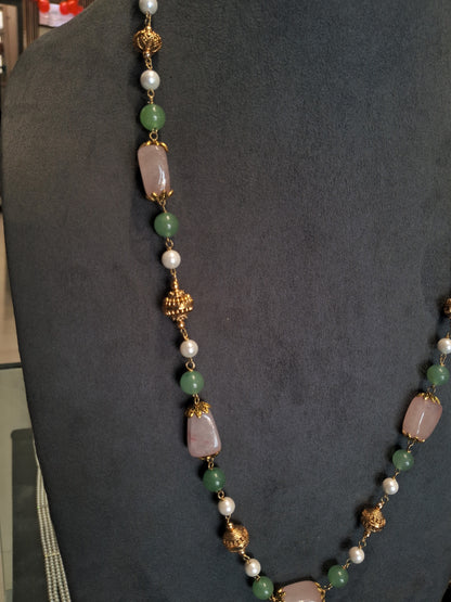 Rose Quartz & Aventurine Beaded Necklace