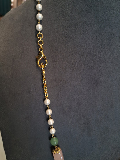 Rose Quartz & Aventurine Beaded Necklace