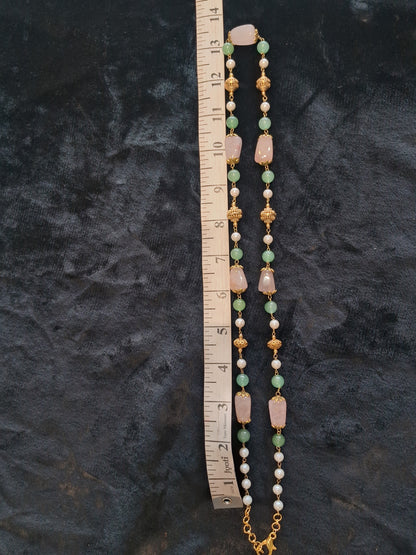 Rose Quartz & Aventurine Beaded Necklace