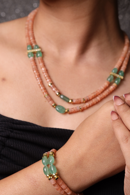 Peach Moonstone Beads Necklace