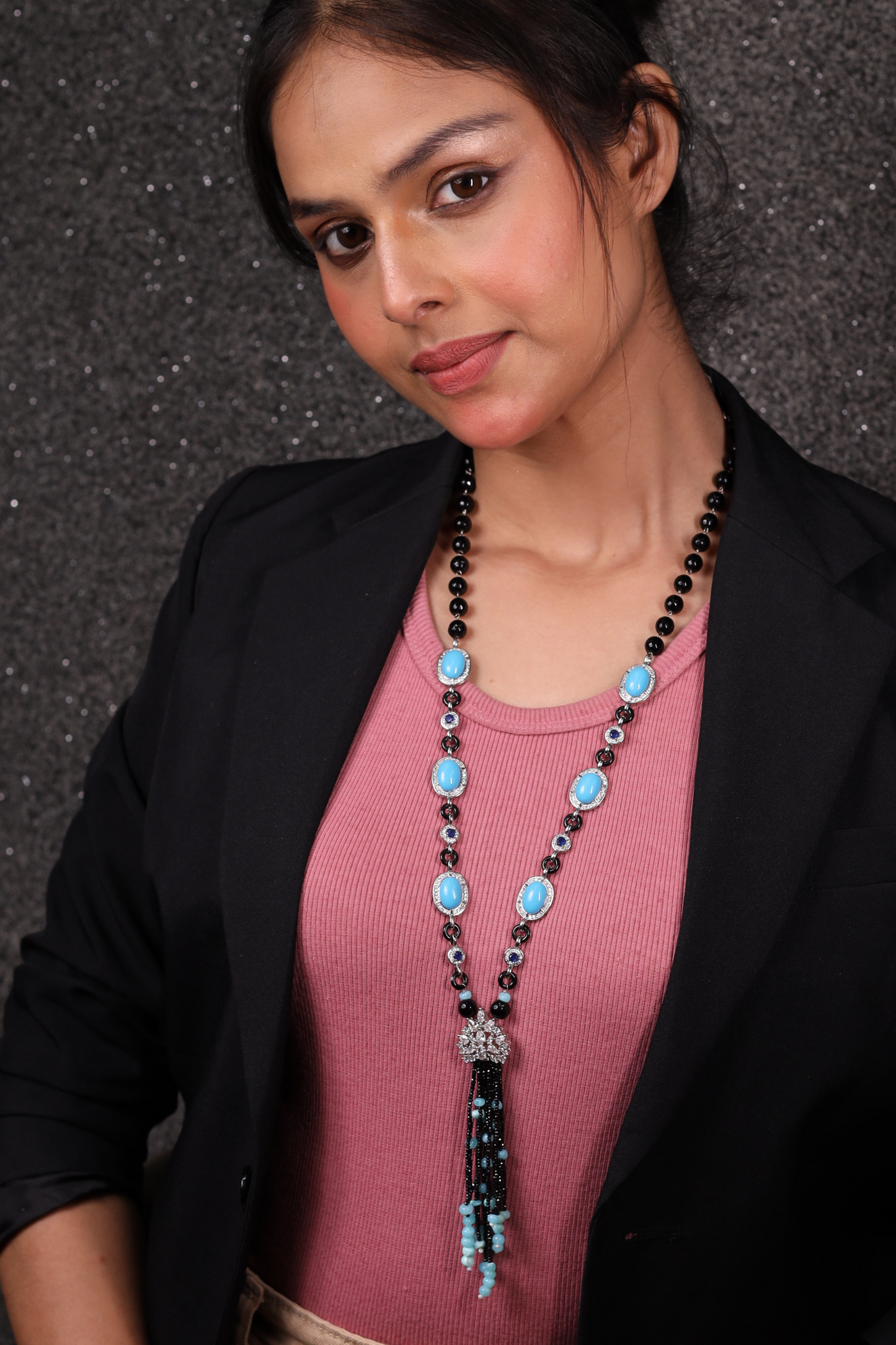 Admirable Turquoise & Black contemporary   Necklace