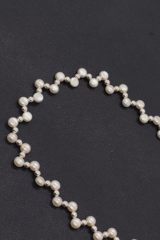 Handcrafted Freshwater Pearl Necklace with Sterling Silver Chain
