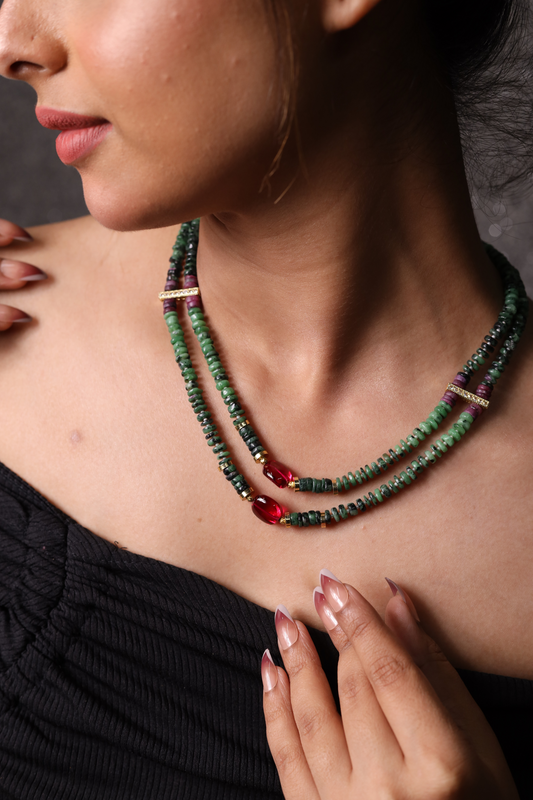 Ruby Zoisite Beads Necklace