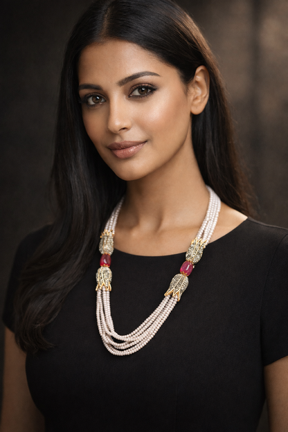 Classic Grey Onyx Beaded Necklace