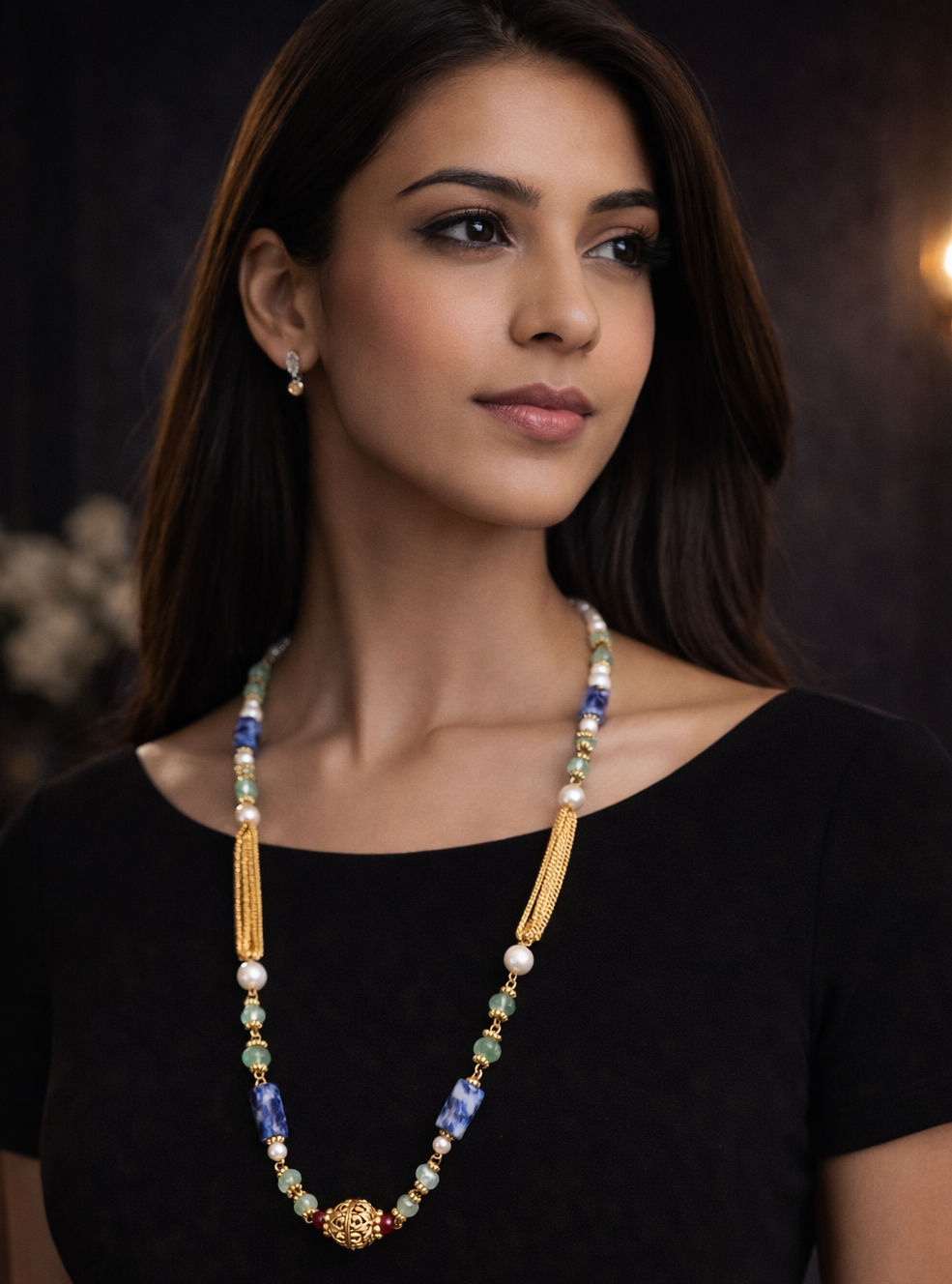 “Designer Aventurine & Sodalite Bead Necklace”