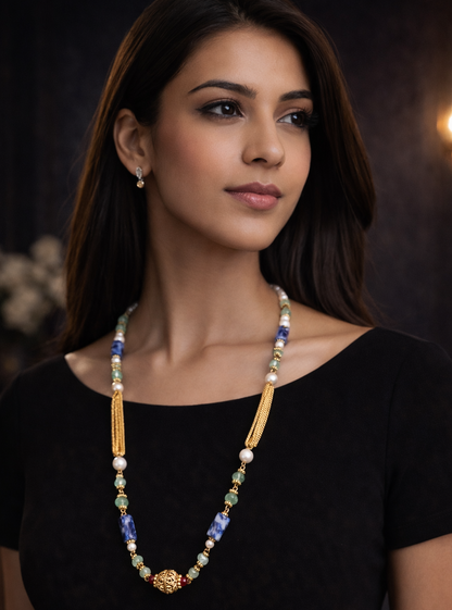 “Designer Aventurine & Sodalite Bead Necklace”