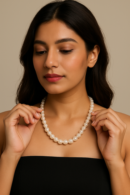 Delicate Real Pearl Necklace – 8mm with Natural Real Pearls
