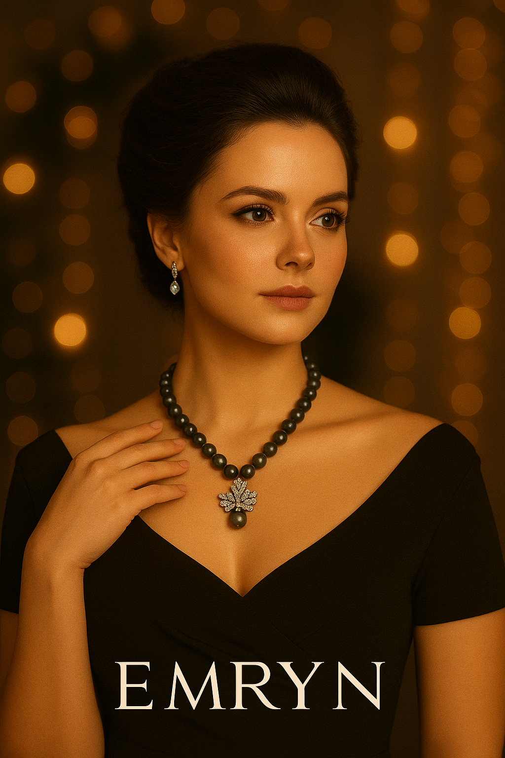 Lustrous Pearl Necklace with Sparkling Crystal Pendant | Handcrafted Elegance by Emryn