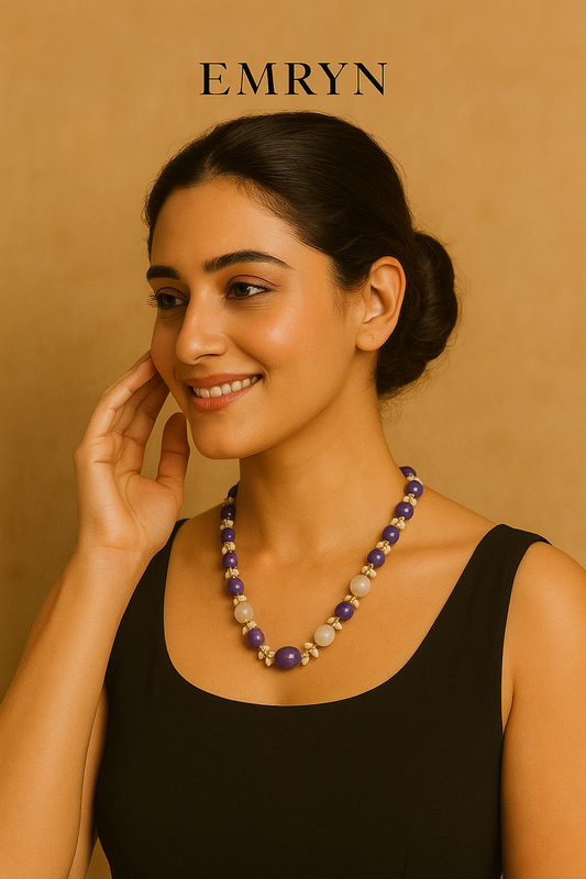 Onyx & Melon Stone Balance Necklace