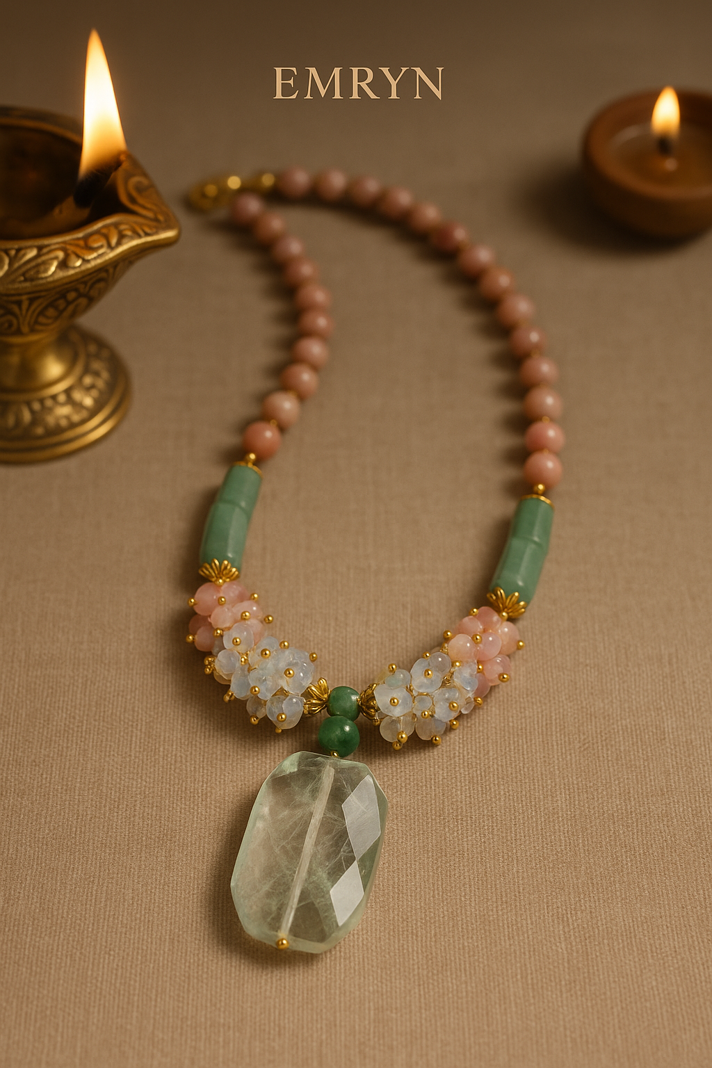 Embrace  Rhodolite Natural Stone Necklace