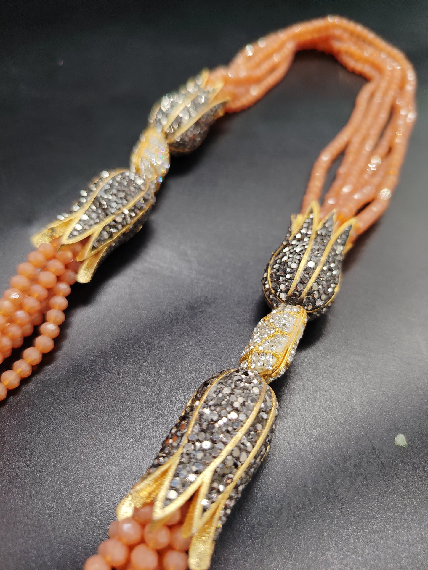 Delicately Handcrafted Peach Onyx Necklace