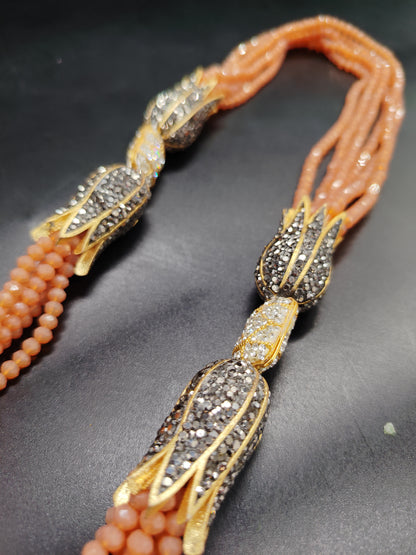 Delicately Handcrafted Peach Onyx Necklace