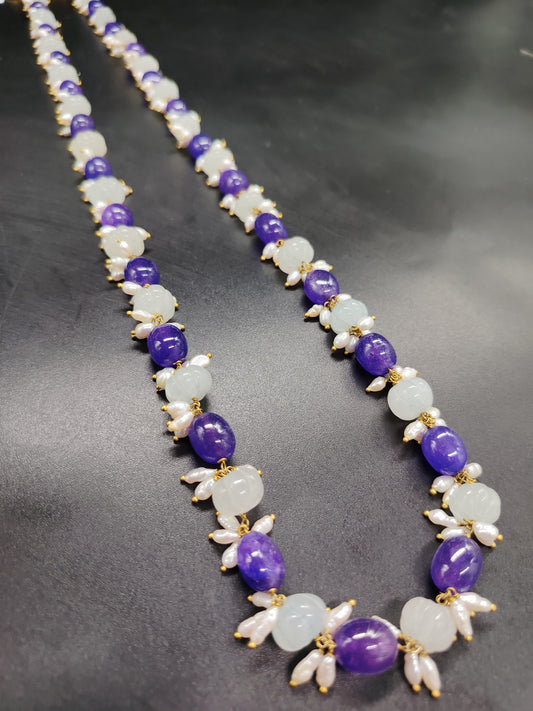 Onyx & Melon Stone Balance Necklace