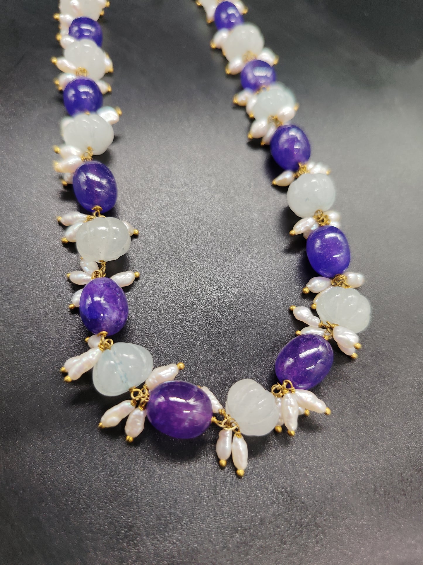 Onyx & Melon Stone Balance Necklace