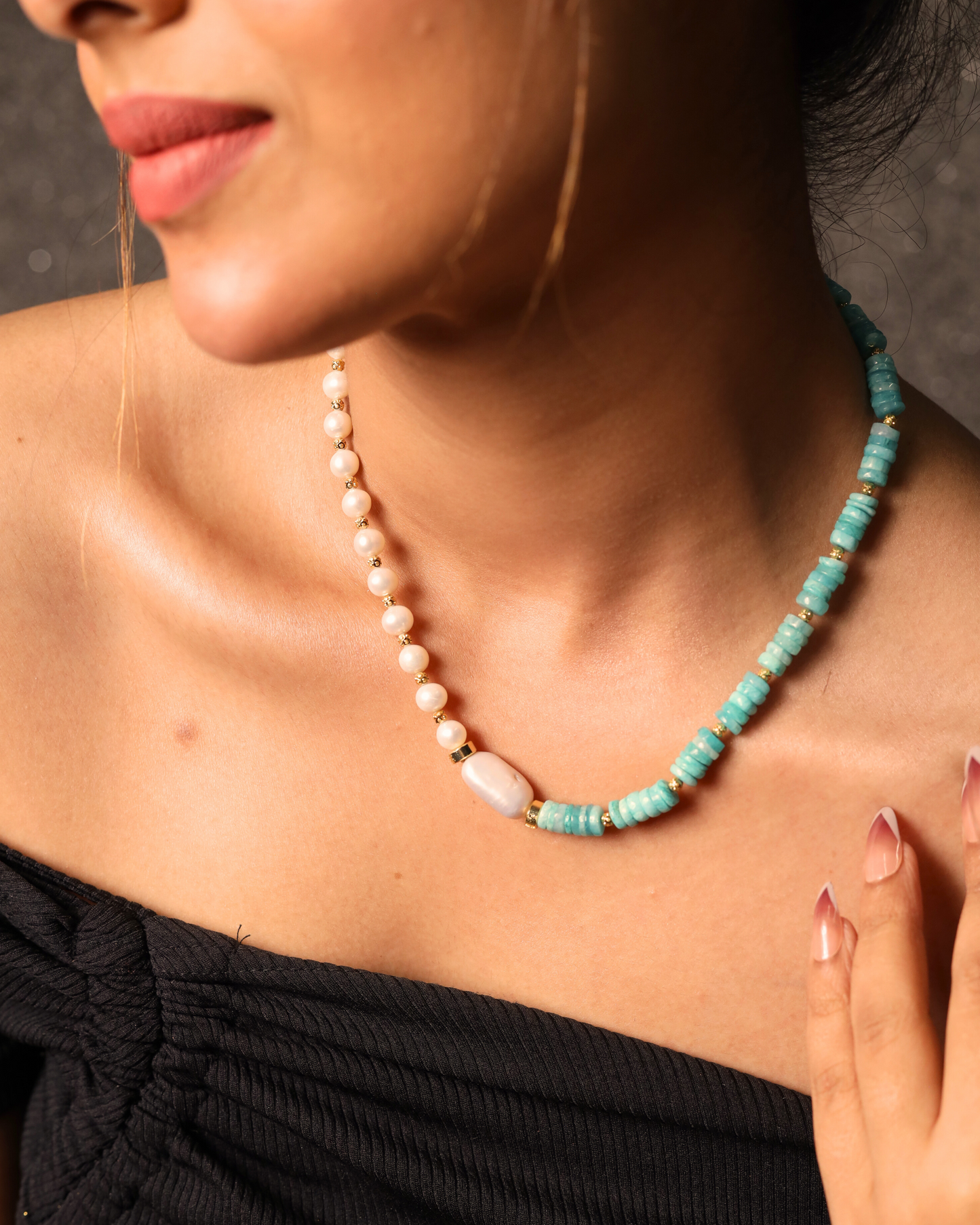 Amazonite with fresh water pearl necklace