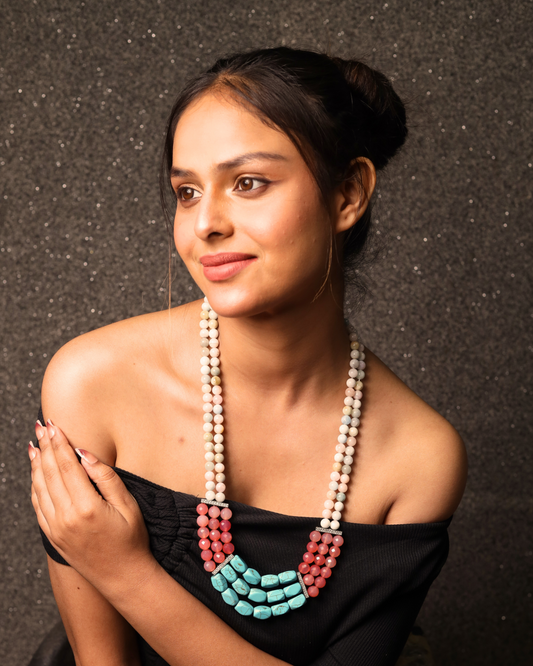 Morganite with Turquoise Tumble Necklace