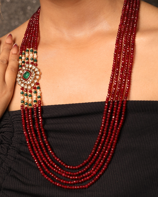 Broach  Style Ruby Onyx Necklace