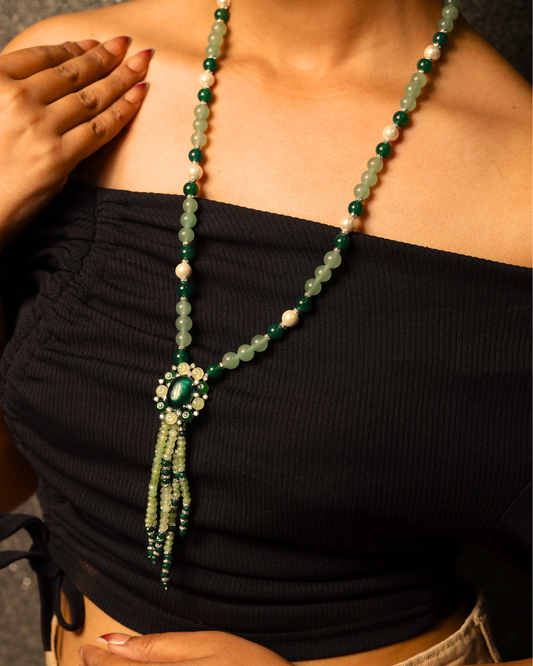 Green Prehnite with Pendant String Necklace